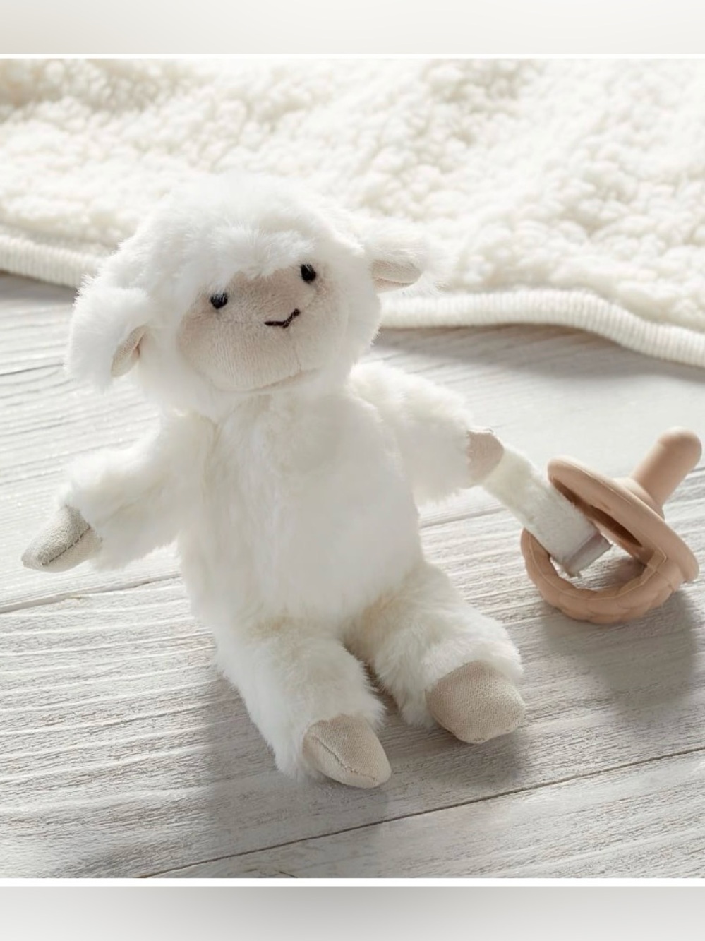 Pottery Barn Kids  Lamb Plush Pacifier Holder - NWOT